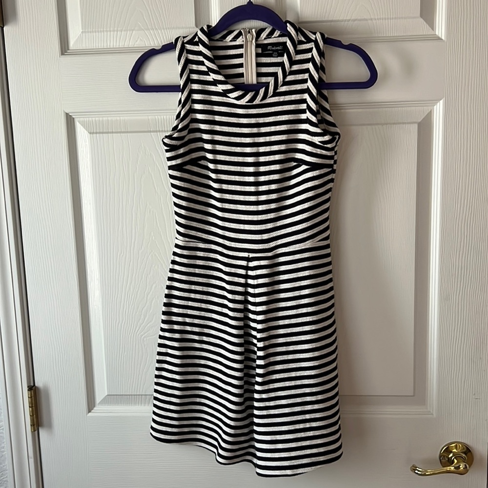 Madewell Sleeveless Striped Mini Dress Cotton‎ Knit Black & White, Sz XXS